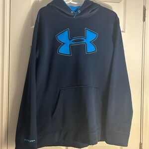 UNDER ARMOUR Men’s Navy Hoodie with Bright Blue Logo